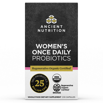 Ancient Nutrition, Regenerative Organic Certified Women’s Once Daily Probiotics 30 caps