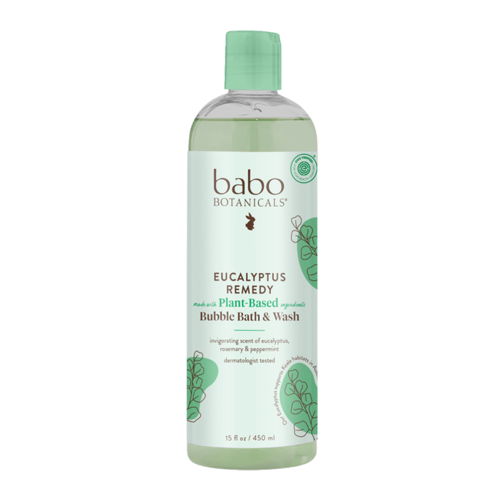 Babo Botanicals Eucalyptus Remedy Bubble Bath & Wash bottle on a white background