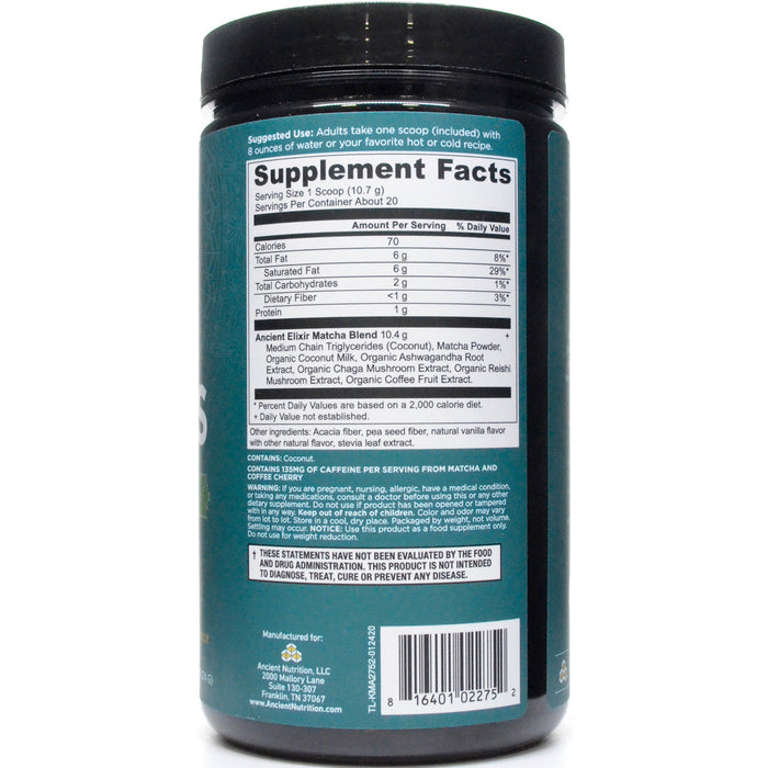 Ancient Nutrition, Superfood Matcha Powder 7.5 oz Supplement Facts