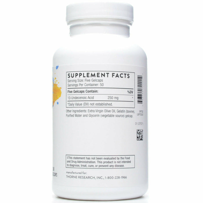 Thorne Research, Undecylenic Acid 250 gelcaps Supplement Facts