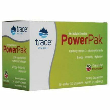 Box of Trace Minerals Research Electrolyte Stamina Power Pak with 30 packets. Cherry Lime