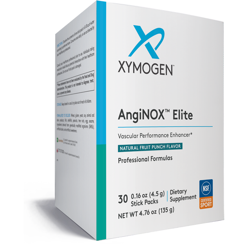 Xymogen AngiNOX Elite dietary supplement box on a white background