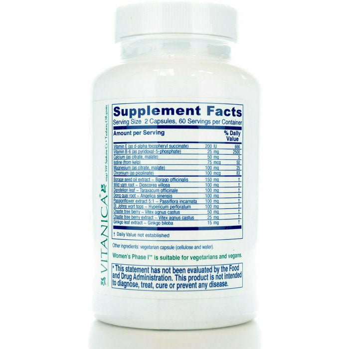 Supplement bottle with 'Vitanica' branding and supplement facts label on a white background