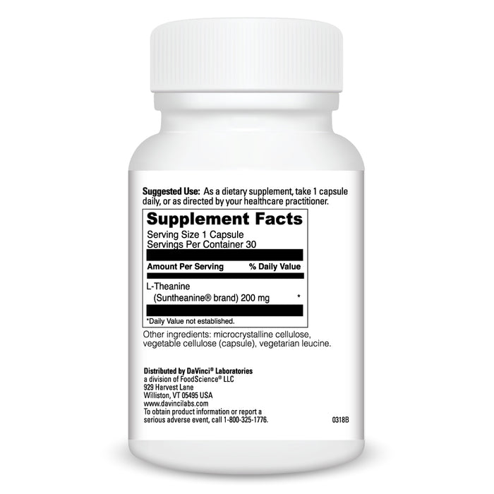 Supplement Facts L-Theanine 200 mg 30 caps