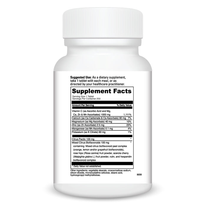 Supplement Facts DaVinci Poten-C 250 tabs