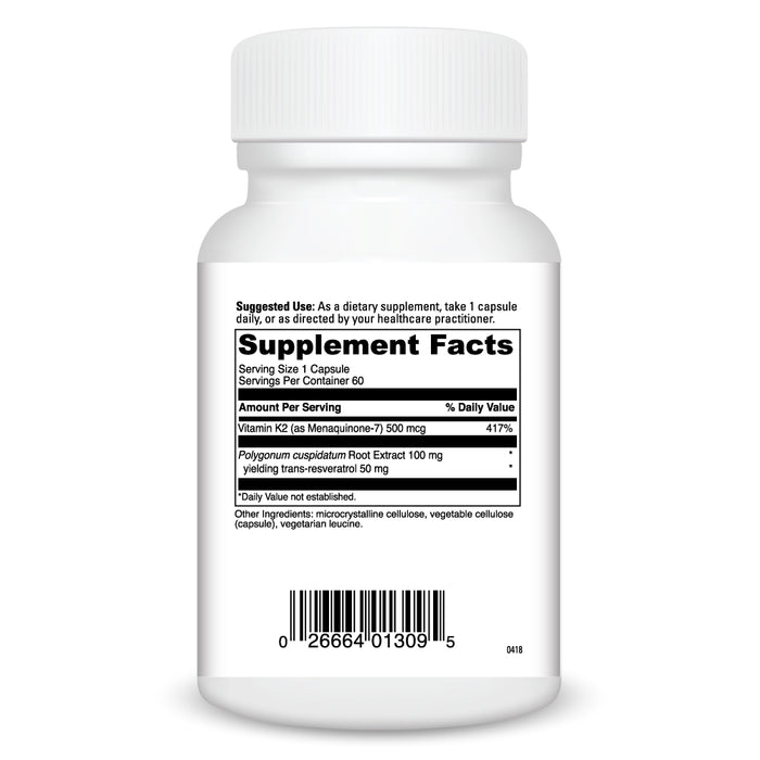 Supplement Facts Vitamin K2+Resveratrol 60 caps