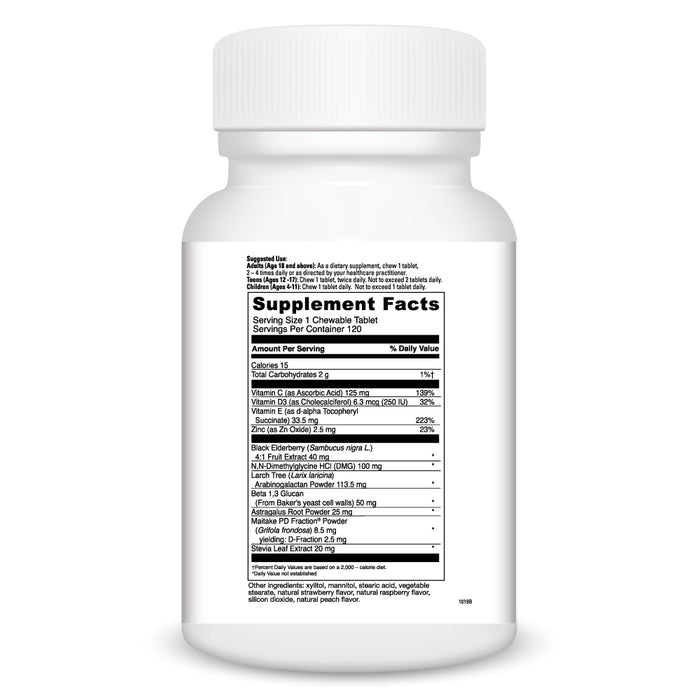 Supplement Facts Immuno-DMG w. Elderberry/Vit D3 120 tabs