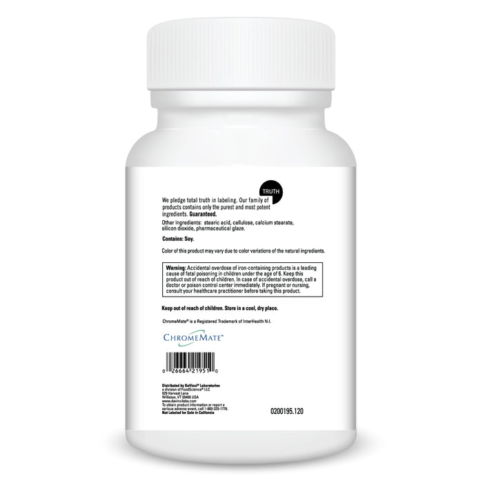 White supplement bottle with label on a white background