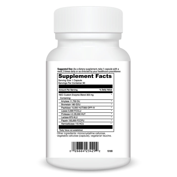 Supplement Facts Digenzyme 90 vcaps