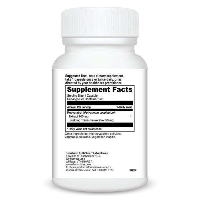 Supplement Facts Resveratrol-50 120 caps