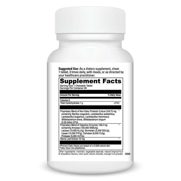 Supplement Facts Mega Probiotic ND 90 chew tabs