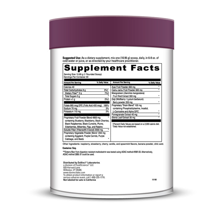 Supplement Facts Spectra Purples 11.59 oz.