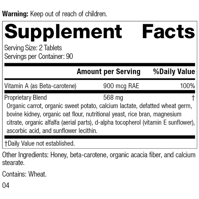 Cataplex® A, 180 Tablets, Rev 03 Supplement Facts