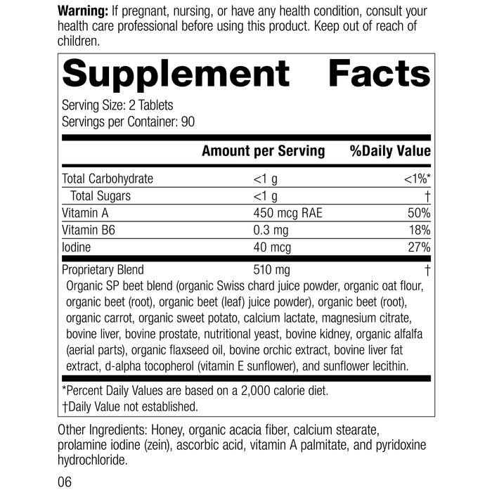 A-F Betafood®, 180 Tablets, Rev 04 Supplement Facts