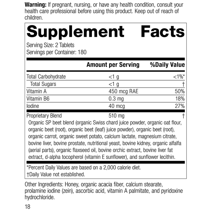 A-F Betafood®, 360 Tablets, Rev 16 Supplement Facts