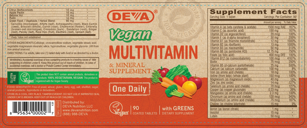 Vegan Multivitamin 90 Tablets by Deva Nutrition