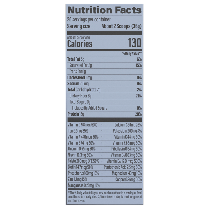 Lean Superfood Shake Chocolate 720 g Nutrition Facts Label