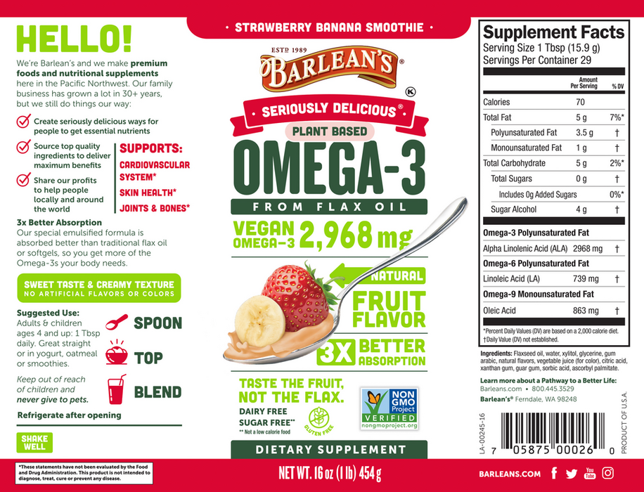 Seriously Delicious Omega-3 from Fish Oil by Barlean's Organic Oils