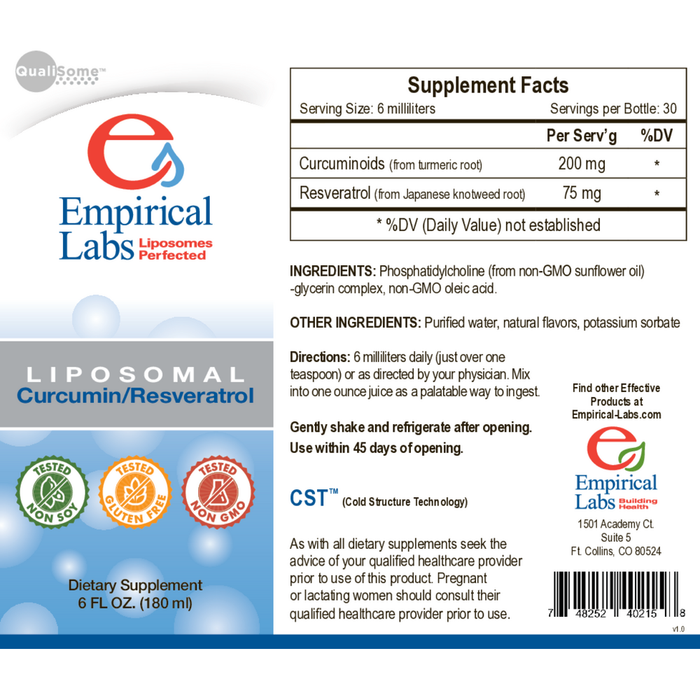 liposomal glutathione empirical labs Structured Curcumin/Resveratrol, 6 fl.oz : Health & Household Liposomal Curcumin/Resveratrol | 6 oz