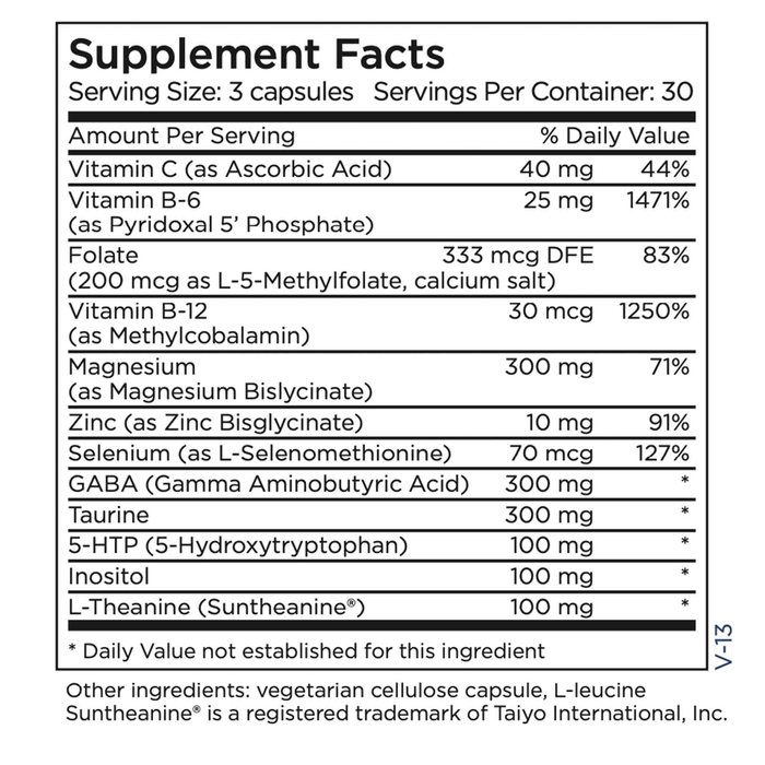 MetaCalm 90 capsules Supplement Facts Label