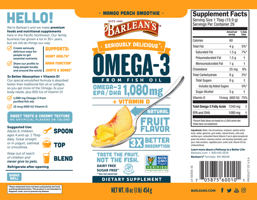 Seriously Delicious Omega-3 from Fish Oil by Barlean's Organic Oils