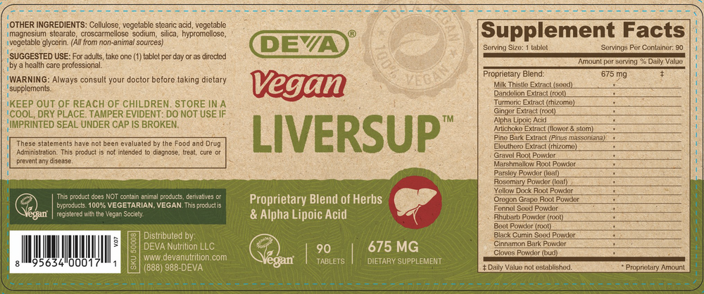 Vegan Liver Supplement 90 Tablets by Deva Nutrition