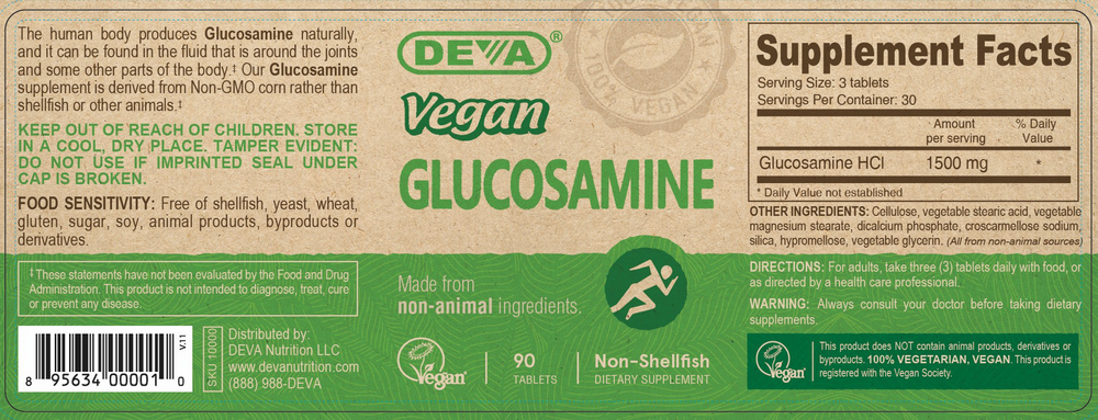 Vegan Glucosamine 90 Tablets by Deva Nutrition