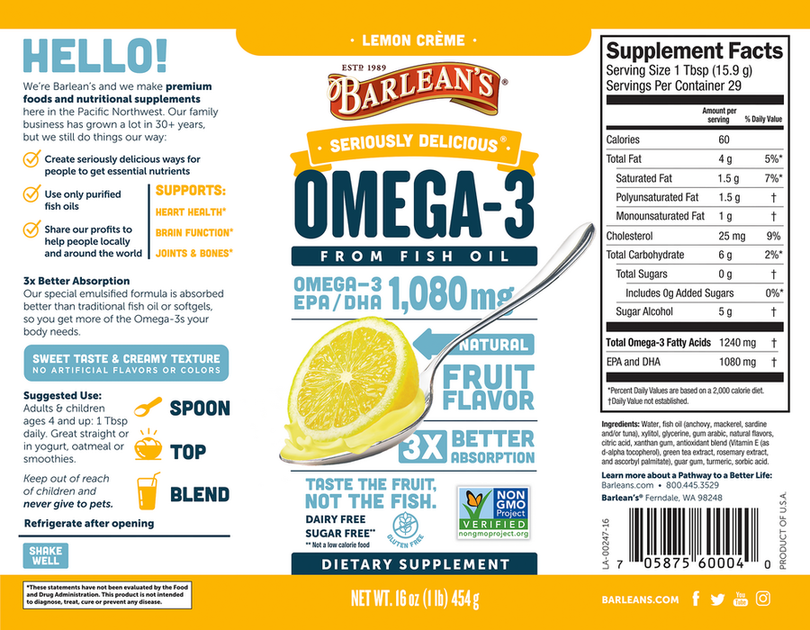 Seriously Delicious Omega-3 from Fish Oil by Barlean's Organic Oils