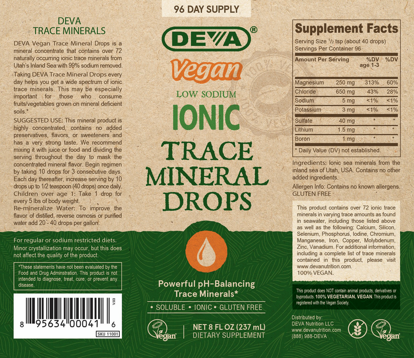 Vegan Ionic Trace Mineral Drops 8 fl oz by Deva Nutrition