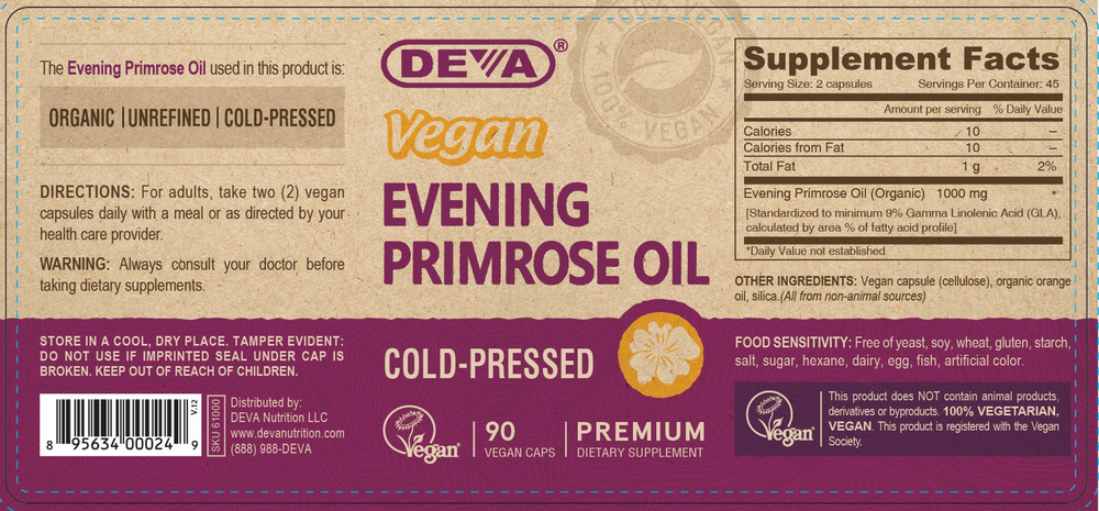 Vegan Evening Primrose Oil 90 Capsules by Deva Nutrition