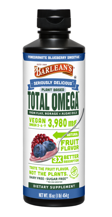 Seriously Delicious Pomegranate Blueberry Smoothie Total Omega Vegan 16 oz by Barlean's Organic Oils