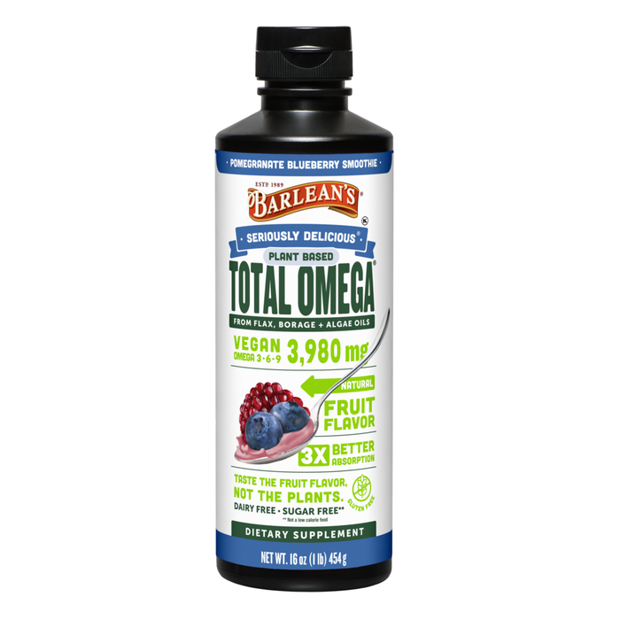 Seriously Delicious Pomegranate Blueberry Smoothie Total Omega Vegan 16 oz by Barlean's Organic Oils