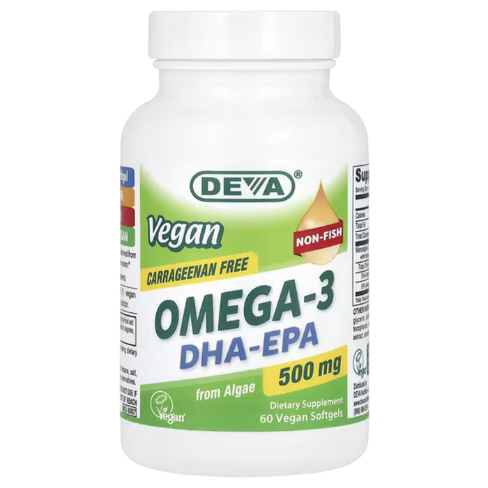 Vegan DHA-EPA 500mg 60 Softgels by Deva Nutrition