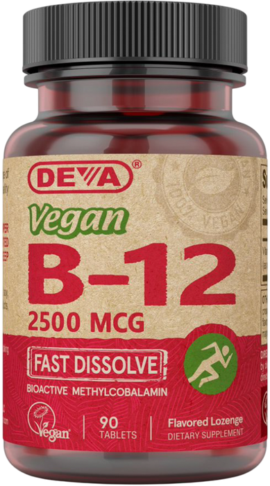 Vegan Vitamin B-12 (Fast Dissolve) - 2500mcg 90 Tablets by Deva Nutrition