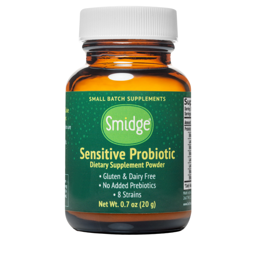 Smidge Sensitive Probiotic Powder 20g bottle — hypoallergenic, filler-free probiotic supplement
