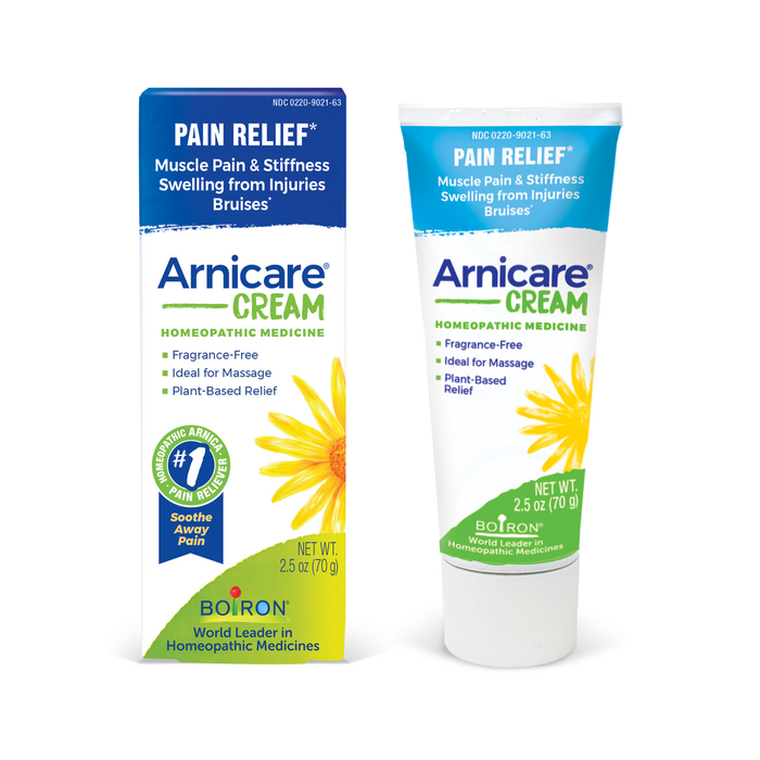 Arnicare Cream packaging with tube and box on a white background