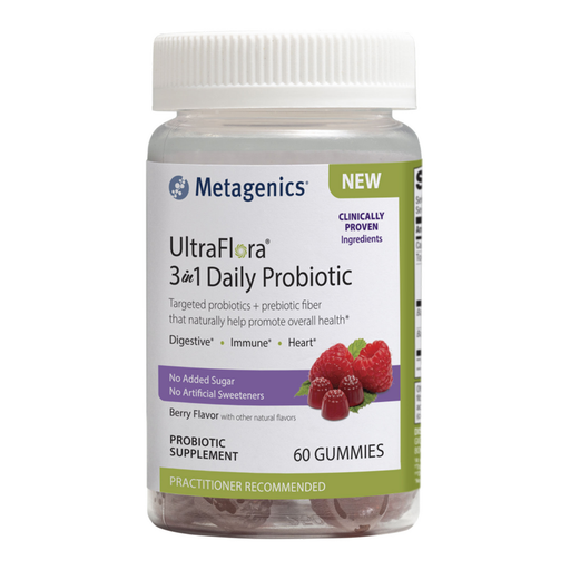Metagenics, UltraFlora 3-in-1 Daily Probiotic Berry 60 Gummies