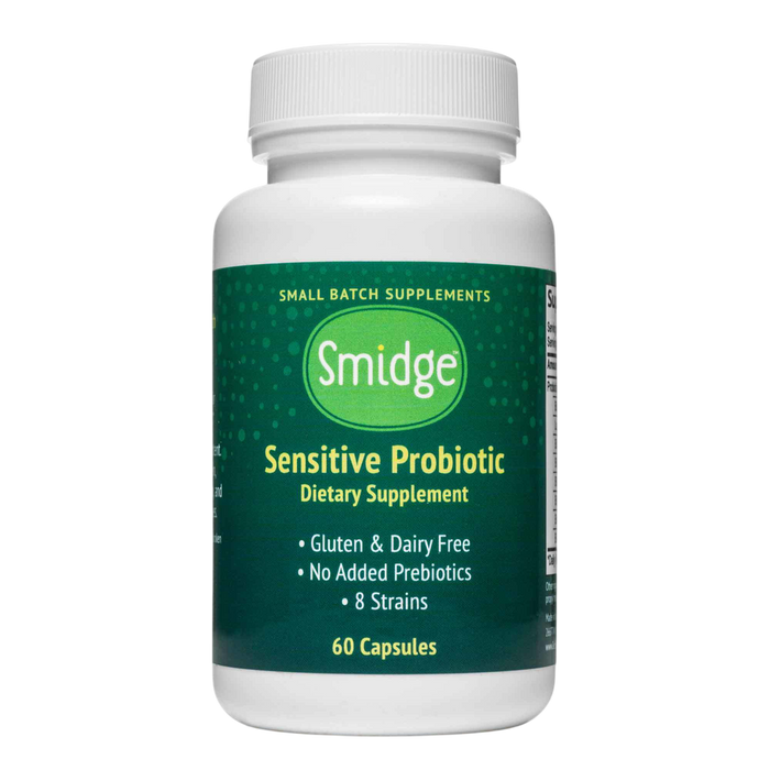 Smidge Sensitive Probiotic Capsules 60-count bottle -- Front of bottle