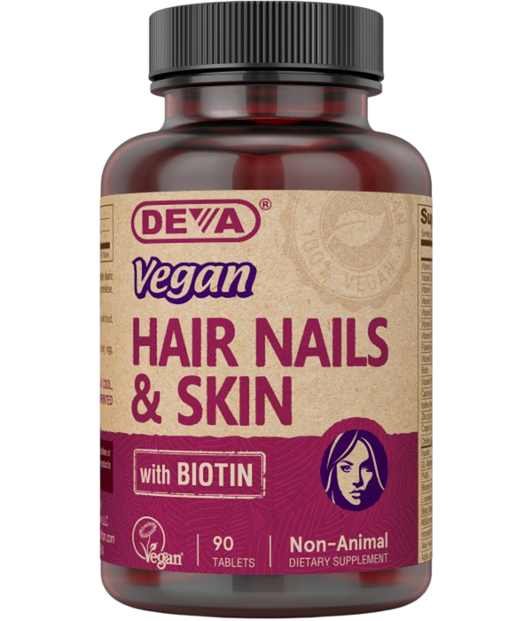 Vegan Hair Nails & Skin with Biotin 90 Tablets by Deva Nutrition
