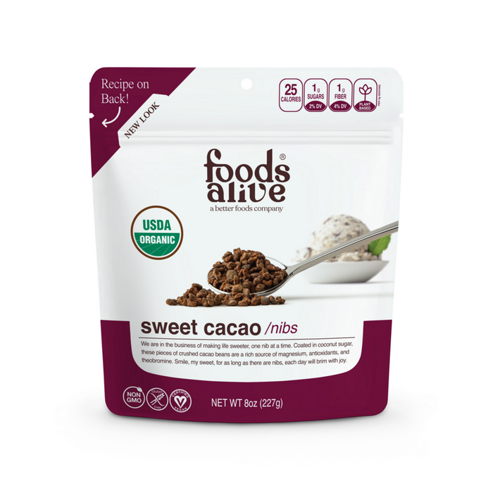 Foods Alive, Organic Sweet Cacao Nibs 8 oz