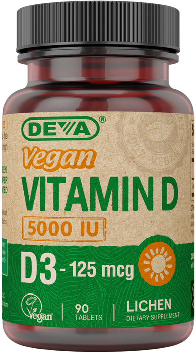 Vegan Vitamin D3 - 5000 IU 90 Tablets by Deva Nutrition
