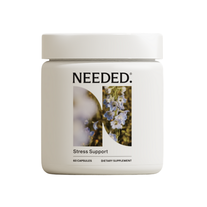 Needed Stress Support supplement bottle, 60 vegan capsules