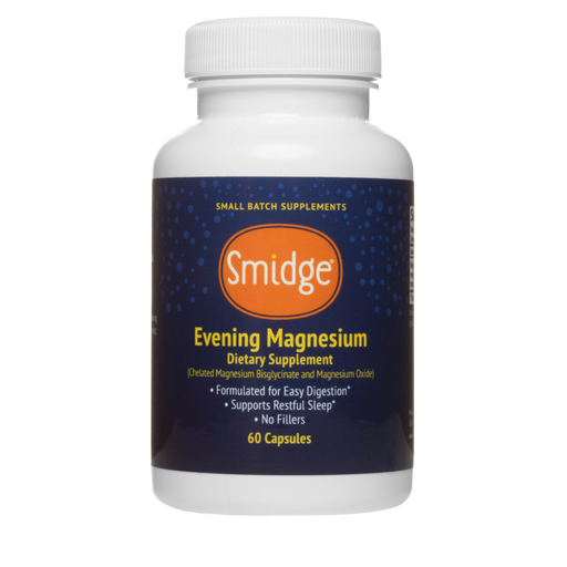Smidge Evening Magnesium 60 capsules bottle — magnesium bisglycinate complex for sleep and muscle recovery