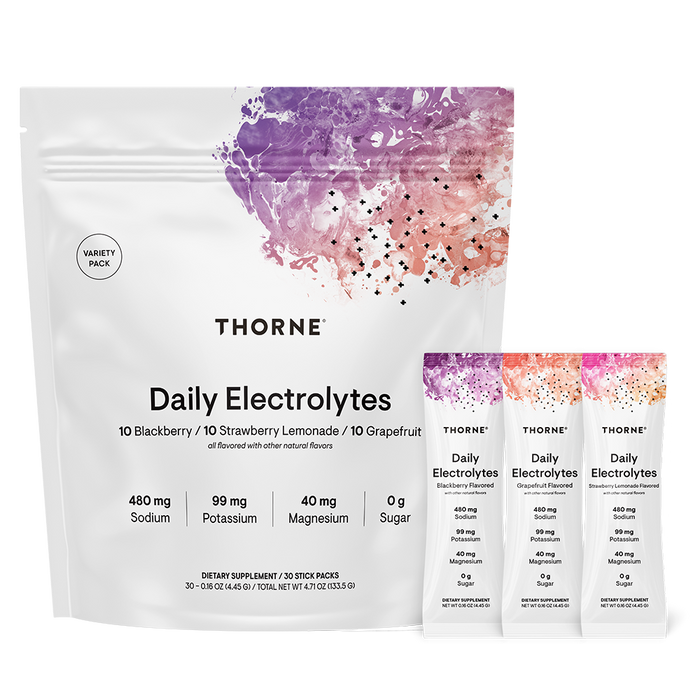 Daily Electrolytes Variety Pack, Blackberry, Strawberry Lemonade, Grapefruit, 30 Count by Thorne