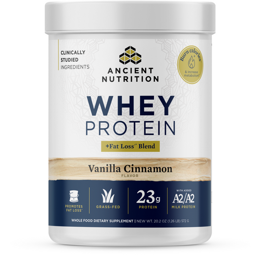 Ancient Nutrition, Whey Protein + Fat Loss Blend Vanilla Cinnamon 20.2 oz