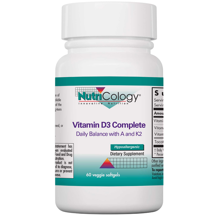 NutriCology, Vitamin D3 Complete Daily Balance with A and K2 60 softgels