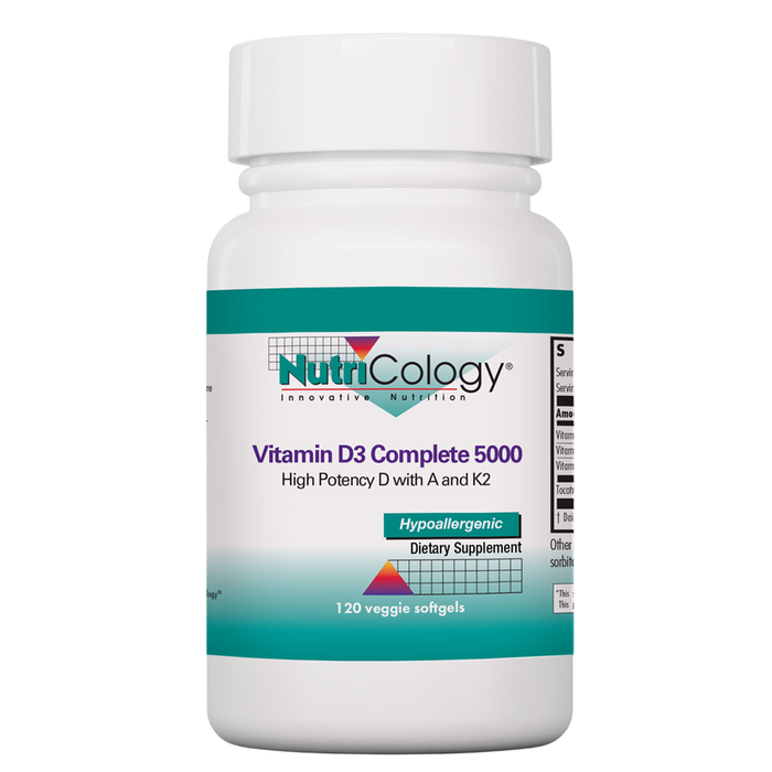 NutriCology, Vitamin D3 Complete 5000 High Potency D with A and K2 120 softgels