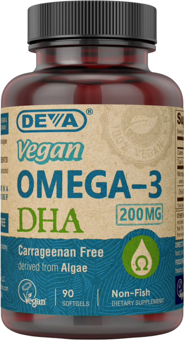 Vegan DHA (Algae) 200mg 90 Softgels by Deva Nutrition