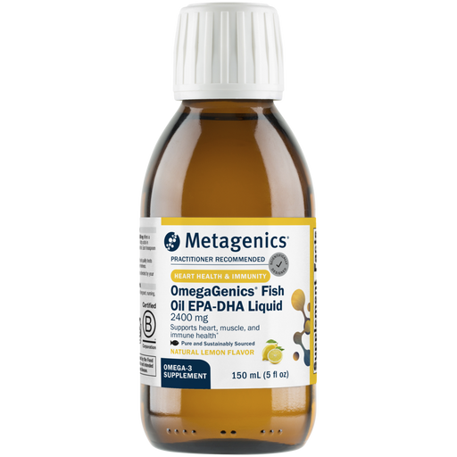 Metagenics, OmegaGenics Fish Oil EPA-DHA Liquid 2400 mg Lemon 150 mL