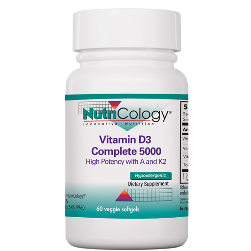 NutriCology, Vitamin D3 Complete 5000 High Potency D with A and K2 60 softgels